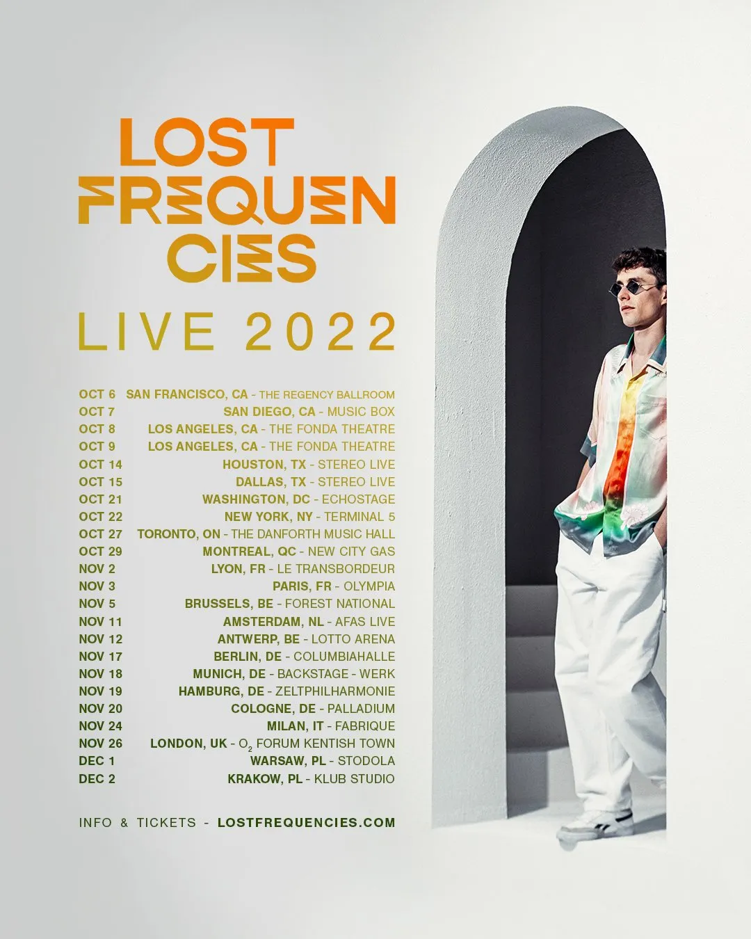 Lost Frequencies 2026 tour poster